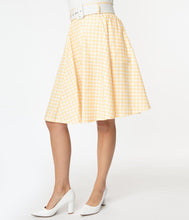 Load image into Gallery viewer, Yellow Houndstooth Chorus Girl Swing Skirt