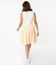 Load image into Gallery viewer, Yellow Houndstooth Chorus Girl Swing Skirt
