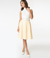 Load image into Gallery viewer, Yellow Houndstooth Chorus Girl Swing Skirt