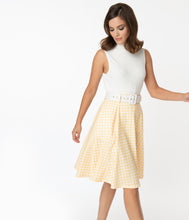Load image into Gallery viewer, Yellow Houndstooth Chorus Girl Swing Skirt