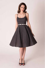 Load image into Gallery viewer, Peggy Black and White Polka Dot Swing Dress- LAST ONE!