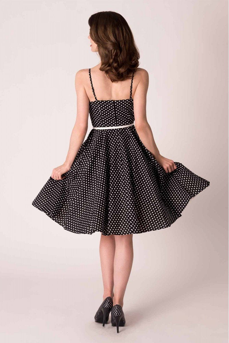 Peggy Black and White Polka Dot Swing Dress- LAST ONE!