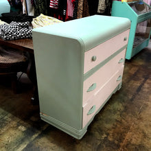 Load image into Gallery viewer, Shabby Chic Teal and White 3-Drawer Dresser