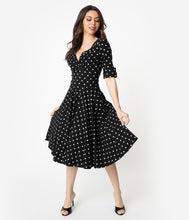 Load image into Gallery viewer, Black and White Dot Delores Swing Dress