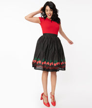 Load image into Gallery viewer, Strawberry Patch Black and White Polka Dot Gellar Skirt- LOW INVENTORY