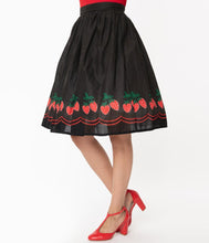 Load image into Gallery viewer, Strawberry Patch Black and White Polka Dot Gellar Skirt- LOW INVENTORY