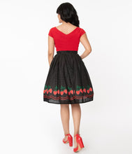 Load image into Gallery viewer, Strawberry Patch Black and White Polka Dot Gellar Skirt- LOW INVENTORY