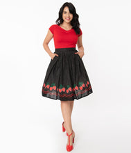 Load image into Gallery viewer, Strawberry Patch Black and White Polka Dot Gellar Skirt- LOW INVENTORY