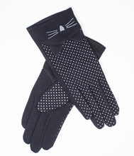 Load image into Gallery viewer, Black Cat Pin Dot Gloves