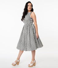 Load image into Gallery viewer, Black and White Gingham Eyelet Livvie Swing Dress
