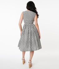 Load image into Gallery viewer, Black and White Gingham Eyelet Livvie Swing Dress