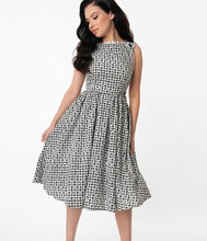 Load image into Gallery viewer, Black and White Gingham Eyelet Livvie Swing Dress