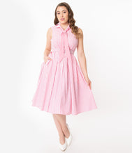 Load image into Gallery viewer, Edith Pink and White Stripe Swing Dress