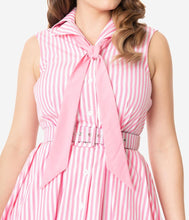 Load image into Gallery viewer, Edith Pink and White Stripe Swing Dress