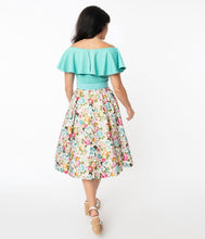 Load image into Gallery viewer, Ivory Floral Waikiki Swing Skirt