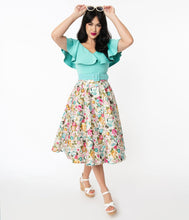 Load image into Gallery viewer, Ivory Floral Waikiki Swing Skirt