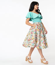 Load image into Gallery viewer, Ivory Floral Waikiki Swing Skirt