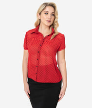 Load image into Gallery viewer, Red & Black Clip Drop Caroline Blouse