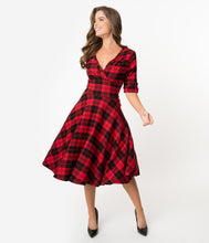 Load image into Gallery viewer, Delores Red and Black Plaid Dress