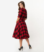 Load image into Gallery viewer, Delores Red and Black Plaid Dress