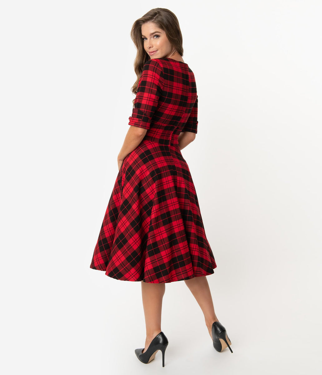 Red and black flannel dress top