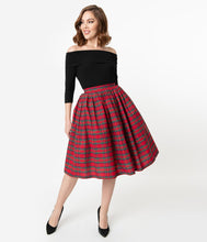 Load image into Gallery viewer, Primary Plaid High Waist Swing Skirt
