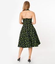 Load image into Gallery viewer, Rita Neon Lime Bats Swing Dress