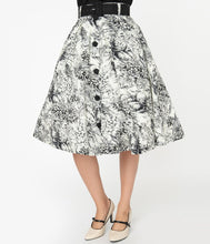 Load image into Gallery viewer, White and Black Toile Print Waikiki Swing Skirt