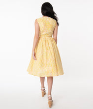 Load image into Gallery viewer, Yellow and White Gingham Eyelet Livvie Swing Dress