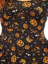 Load image into Gallery viewer, Classic Halloween Print 3/4 Sleeve Skater Dress