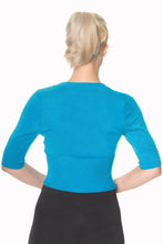 Load image into Gallery viewer, Blue Cropped V-Neck Cardigan
