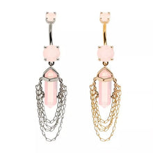 Load image into Gallery viewer, Pink Crystal with 4 Tiered Chain Dangle Belly Ring- More Finishes Available!
