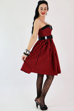 Load image into Gallery viewer, Red Striped Spider Queen Swing Dress