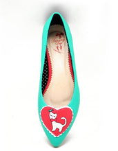 Load image into Gallery viewer, Aqua Kitty Heart Pointed Toe Flats Shoes