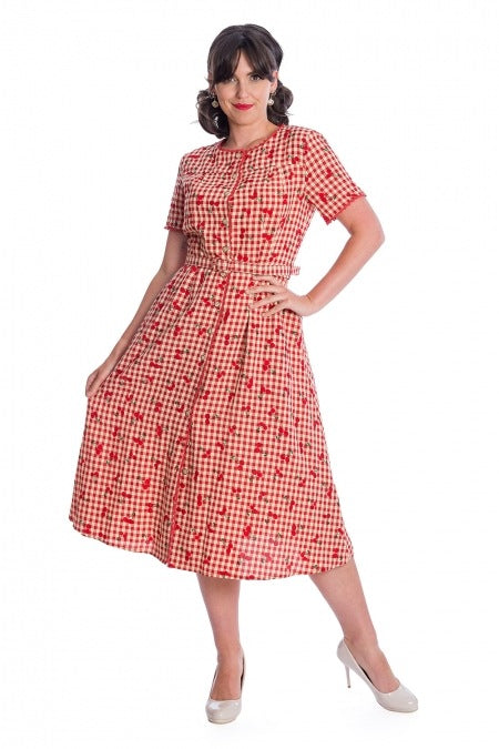 Gingham Cherry Swing Dress – Pink House Boutique
