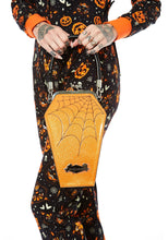 Load image into Gallery viewer, Coffin Sparkle Purse- Black and Orange