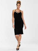 Load image into Gallery viewer, Domino Black Velvet Pencil Dress