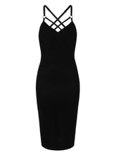 Load image into Gallery viewer, Domino Black Velvet Pencil Dress