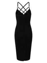 Load image into Gallery viewer, Domino Black Velvet Pencil Dress