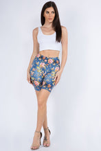 Load image into Gallery viewer, Blue and Blush Floral Biker Shorts
