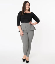 Load image into Gallery viewer, Grable Black and White Houndstooth Peplum Pants
