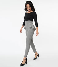 Load image into Gallery viewer, Grable Black and White Houndstooth Peplum Pants