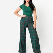 Load image into Gallery viewer, Emerald Green and Gray Plaid Rogers High Waist Pants