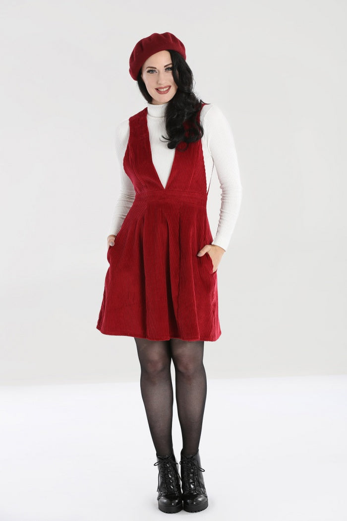 Jeanette Red Corduroy Pinafore – Pink House Boutique
