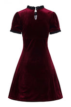 Load image into Gallery viewer, Caroline Burgundy Velvet Dress