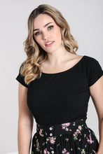 Load image into Gallery viewer, Kimmie Black Ribbed Knit Boatneck Top