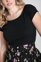 Load image into Gallery viewer, Kimmie Black Ribbed Knit Boatneck Top