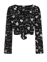 Load image into Gallery viewer, Holly Creepy Girl Tie Crop Blouse