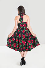 Load image into Gallery viewer, Cannes Red Roses Black Dress