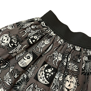 Calavera Cat Charcoal Elastic Waist Skirt